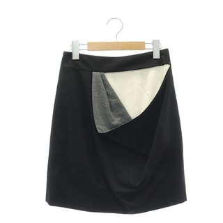 バレンシアガ(Balenciaga)のバレンシアガ ウール変形スカート 台形 ミニ 36 黒 白 グレー 245094(ミニスカート)