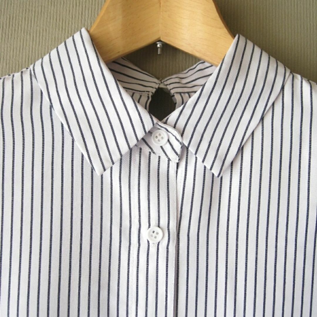 ７分袖　後リボンのシャツ（ロング丈） レディースのトップス(シャツ/ブラウス(長袖/七分))の商品写真