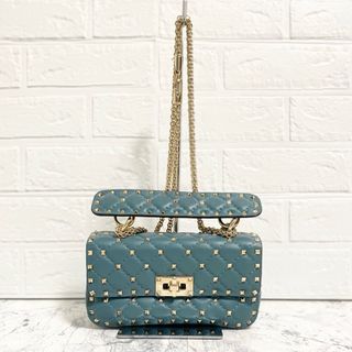 ヴァレンティノ(VALENTINO)のヴァレンティノ ロックスタッズ ショルダーバッグ レザー ブルー スモールバッグ(ショルダーバッグ)