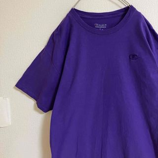 チャンピオン(Champion)のチャンピオン刺繍ワンポイントロゴTシャツtシャツ目玉スリーブロゴ紫オーバーサイズ(Tシャツ/カットソー(半袖/袖なし))