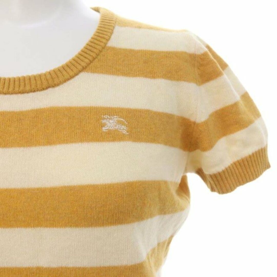 バーバリーブルーレーベル カシミヤ混 ボーダー 半袖 ニット セーター 38 バーバリーブルーレーベル カシミヤ混 ボーダー 半袖 ニット セーター 38