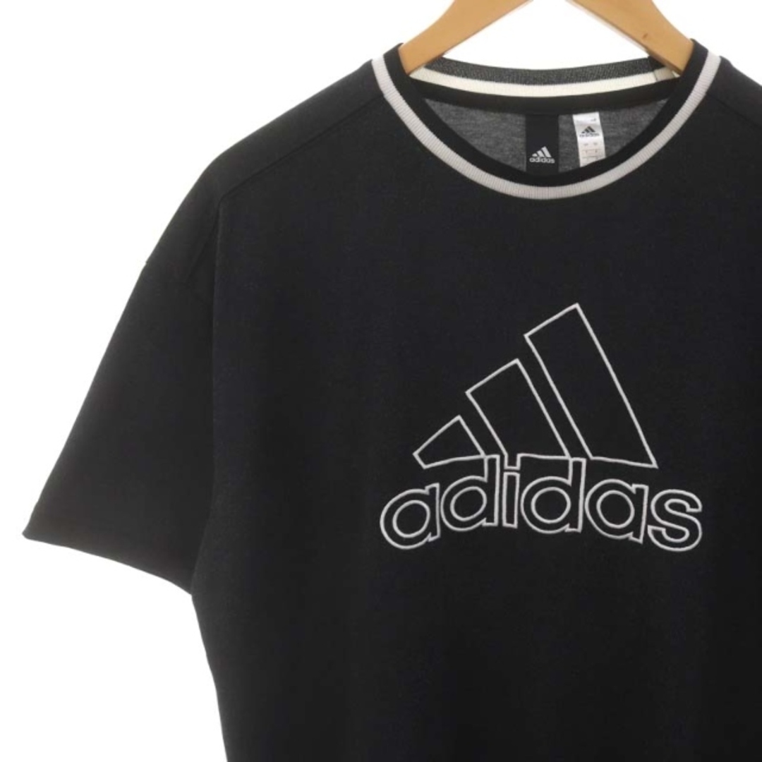 adidas(アディダス)のアディダス adidas ロゴ刺繍 Tシャツ カットソー 半袖 M 黒 ブラック メンズのトップス(Tシャツ/カットソー(半袖/袖なし))の商品写真