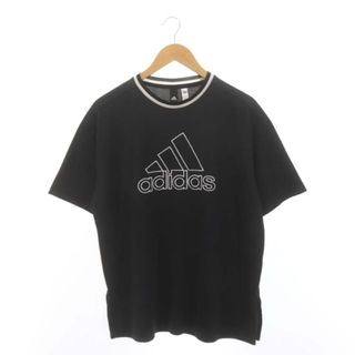 アディダス(adidas)のアディダス adidas ロゴ刺繍 Tシャツ カットソー 半袖 M 黒 ブラック(Tシャツ/カットソー(半袖/袖なし))