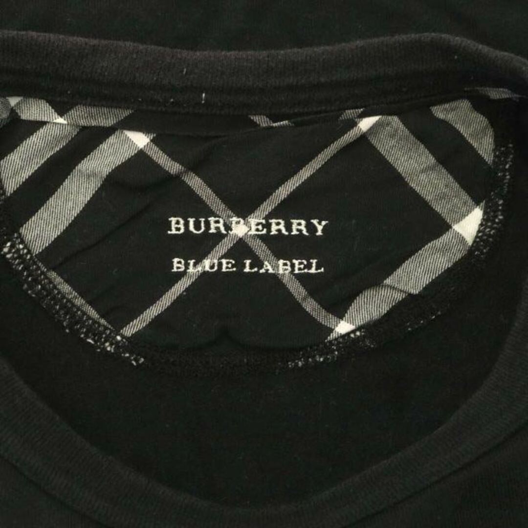 BURBERRY BLUE LABEL(バーバリーブルーレーベル)のバーバリーブルーレーベル Tシャツ カットソー 半袖 ロゴ刺繍 38 黒 レディースのトップス(Tシャツ(半袖/袖なし))の商品写真