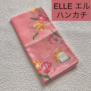 ELLE - ELLE エル　 ハンカチ　レディース チューリップ柄　ピンク　花柄