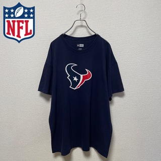 人気　NFL ヒューストン・テキサンズ プリント Tシャツ　半袖　紺　古着　XL(Tシャツ/カットソー(半袖/袖なし))