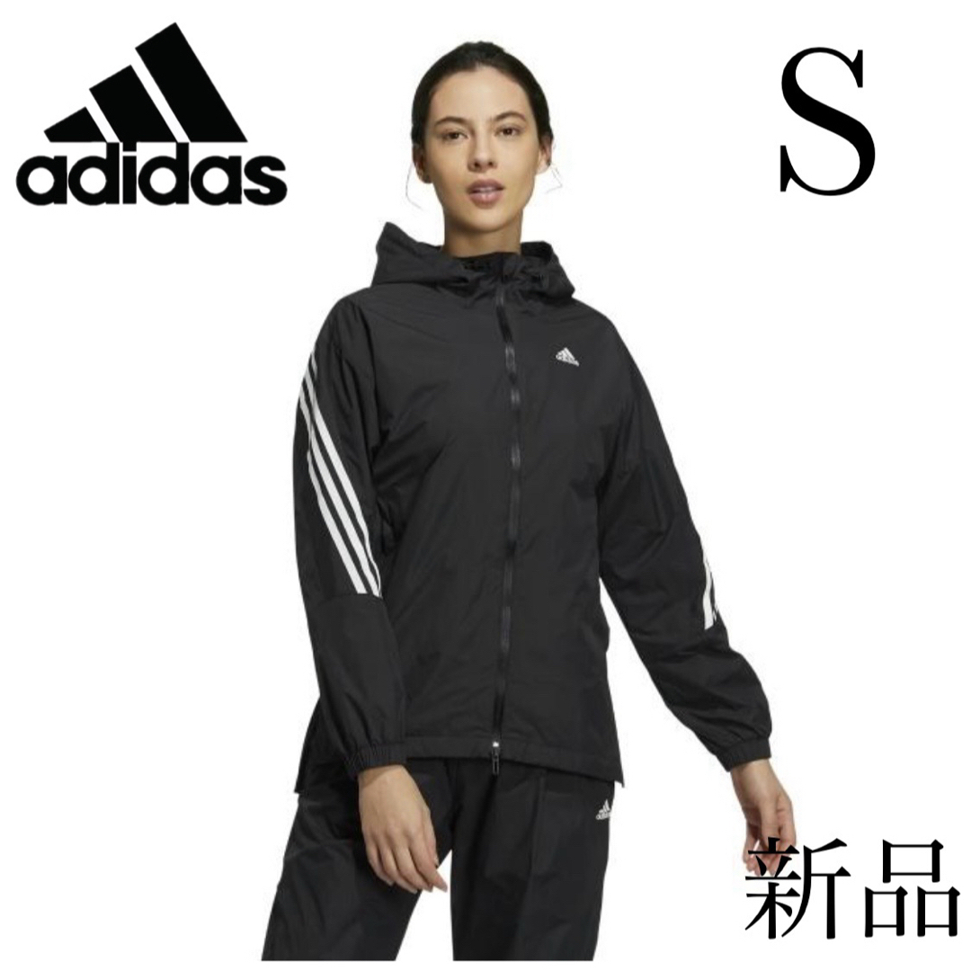 adidas(アディダス)の新品　アディダス　ウインドブレーカー　レディース　ブラック　ジャケット　タグ付き レディースのトップス(パーカー)の商品写真