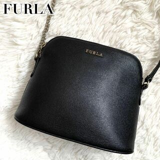 Furla - フルラ ✨ ショルダーバッグ マイキー レザー チェーン ロゴ ブラック