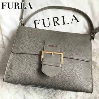 Furla - 美品✨フルラ ショルダーバッグ 2way フロー ロゴ レザーグレージュ 袋付き