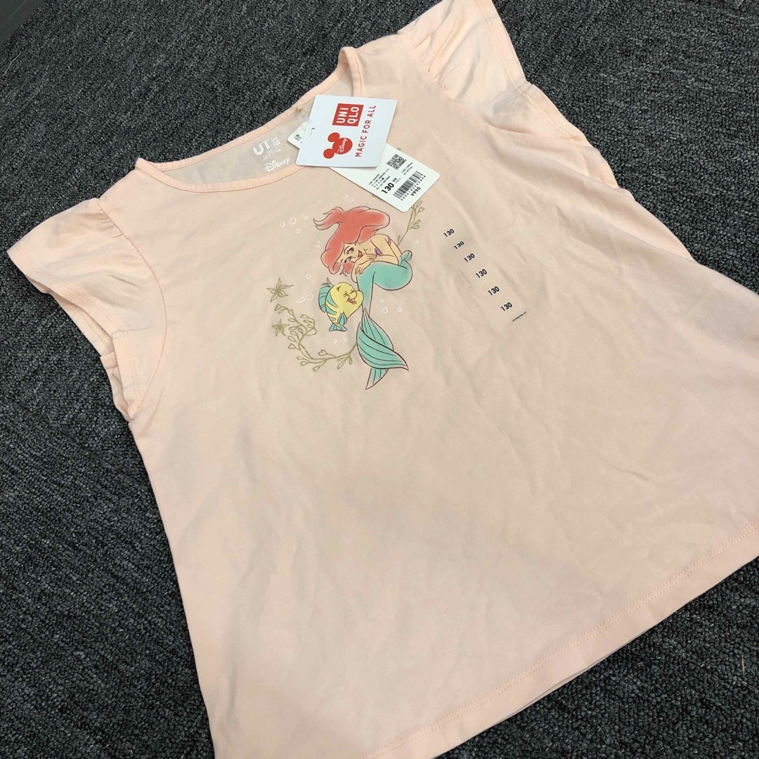 UNIQLO(ユニクロ)の新品 タグ付き UNIQLO GIRLS UT Disney アリエル 半袖 キッズ/ベビー/マタニティのキッズ服女の子用(90cm~)(Tシャツ/カットソー)の商品写真