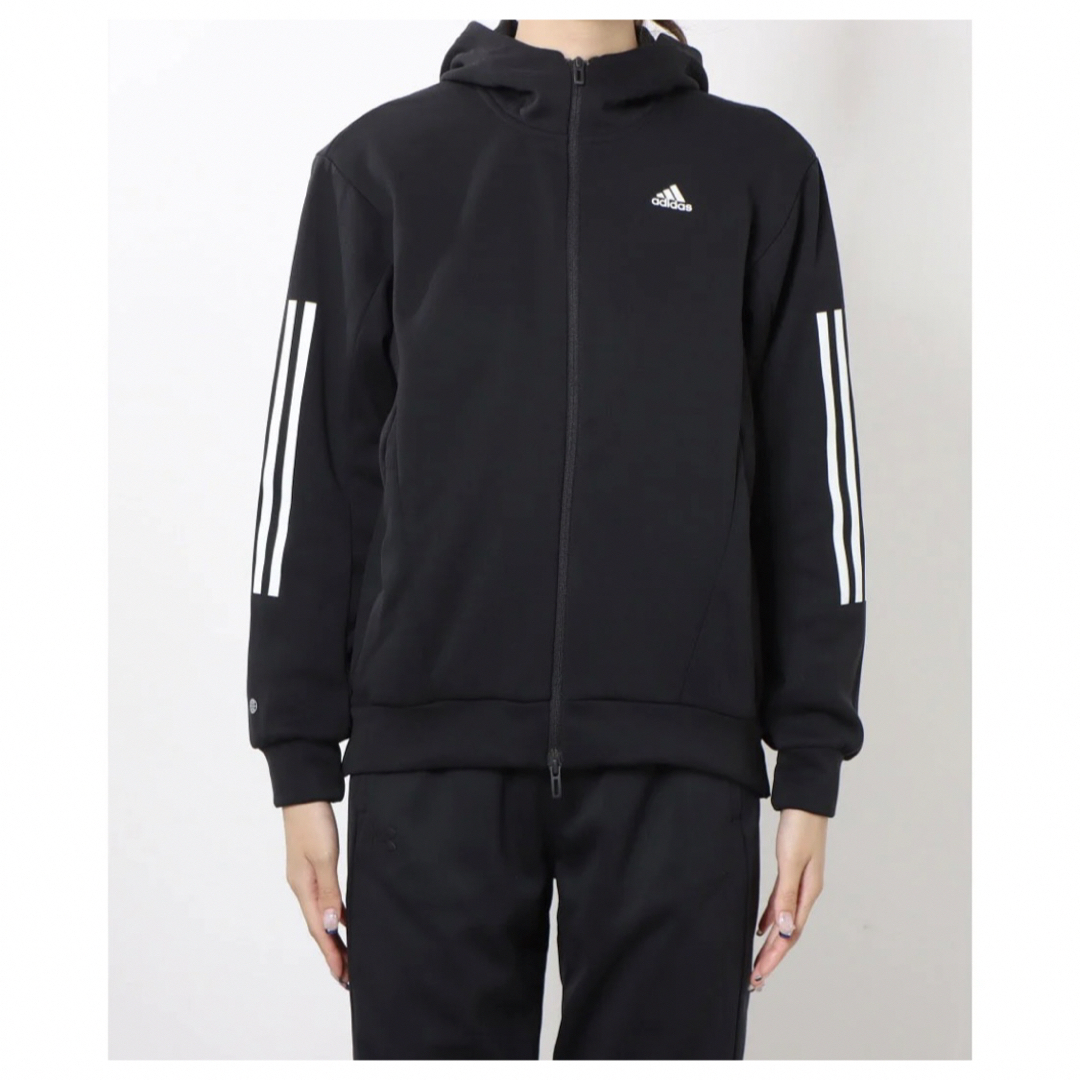 adidas(アディダス)の新品　アディダス　フリーススウェット　パーカー　ブラック　レディース　タグ付き レディースのトップス(パーカー)の商品写真