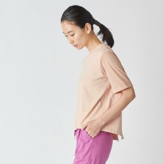 チャコット(CHACOTT)のChacott BALANCE メッシュコンビTシャツ　ベージュS(カットソー(半袖/袖なし))