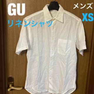 ジーユー(GU)の【未使用】GU コットンリネンシャツ 半袖 白 メンズ XS 綿麻混(シャツ)