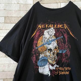 METALLICA メタリカ バンドTシャツ プリントデザイン 黒 2XL(Tシャツ/カットソー(半袖/袖なし))