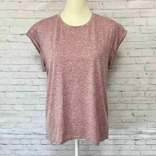 濃いピンク Lサイズ 2wayヨガウェア 半袖 スポーツトップス Tシャツ(Tシャツ(半袖/袖なし))