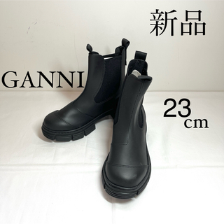 GANNI ガニー　ラバーショートブーツ　ブラック　レインブーツ 23cm(ブーツ)