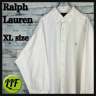 ラルフローレン(Ralph Lauren)のラルフローレン 刺繍ロゴ オックスフォード 長袖 BDシャツ 美品 ホワイトXL(シャツ)