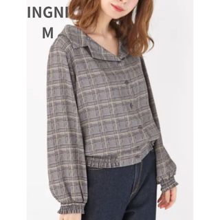 イング(INGNI)のイング　グレンチェック　襟　ブラウス　シャーリング　カットソー　おしゃれ(シャツ/ブラウス(長袖/七分))