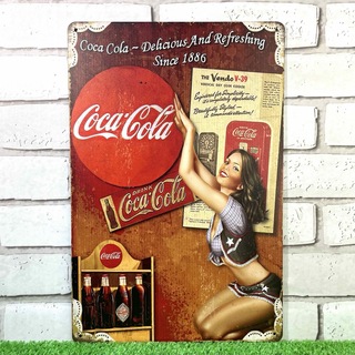 【104番】コカ・コーラ（Coca-Cola ）　セクシー　レディ　ブリキ看板(ウェルカムボード)