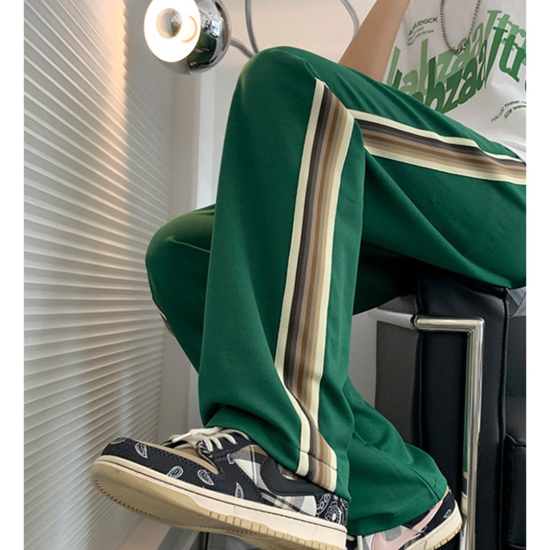 3999円○ M サイドライン ストリート パンツ モード メンズ　グリーン メンズのパンツ(その他)の商品写真