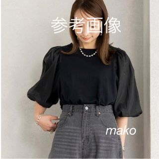 シマムラ(しまむら)の袖シフォンカットソー　黒　Ｌ　ゆったり　ふんわり袖　ブラック(カットソー(長袖/七分))