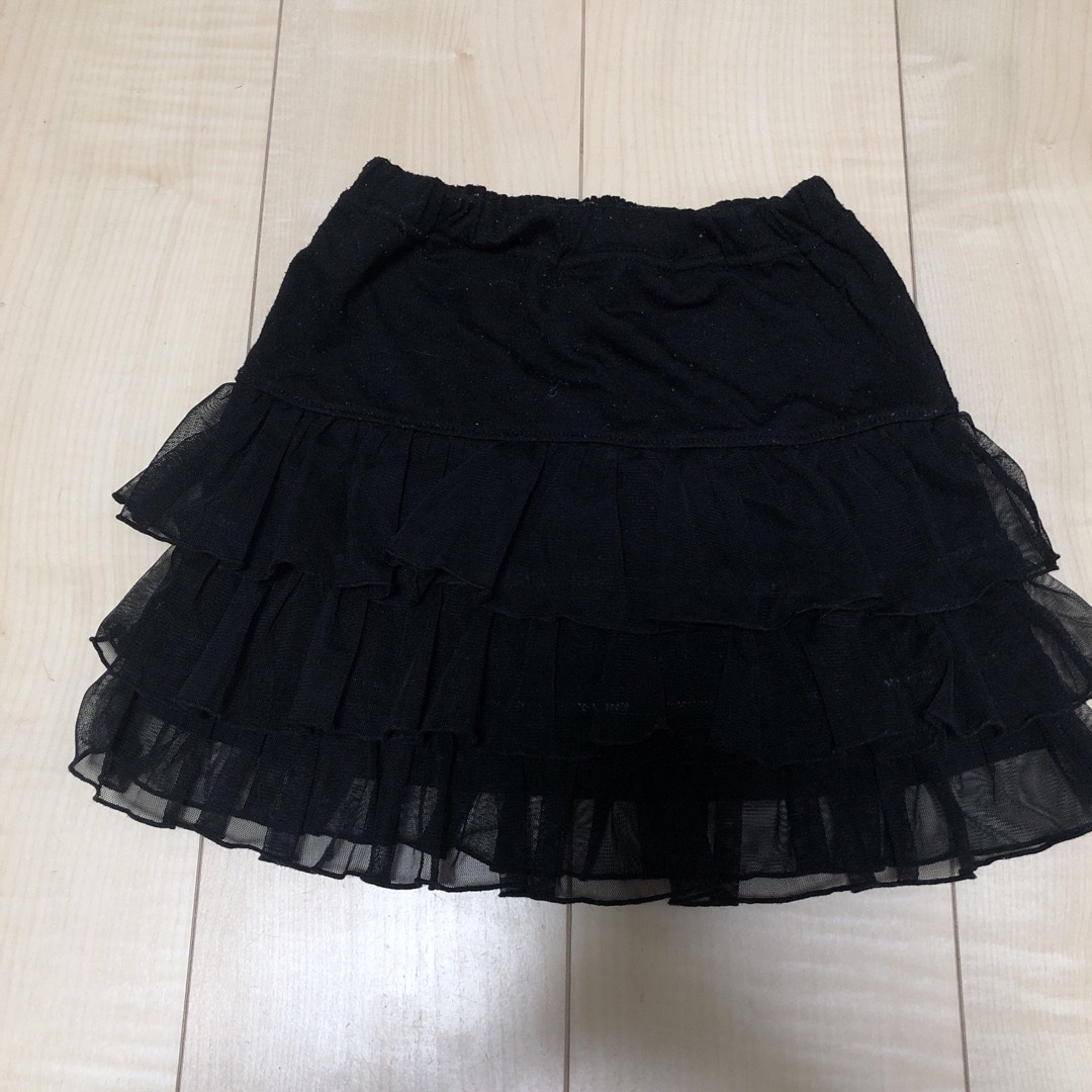 黒　ブラック　フリル　レース　スカート　ウエストゴム　キッズ　120 キッズ/ベビー/マタニティのキッズ服女の子用(90cm~)(スカート)の商品写真