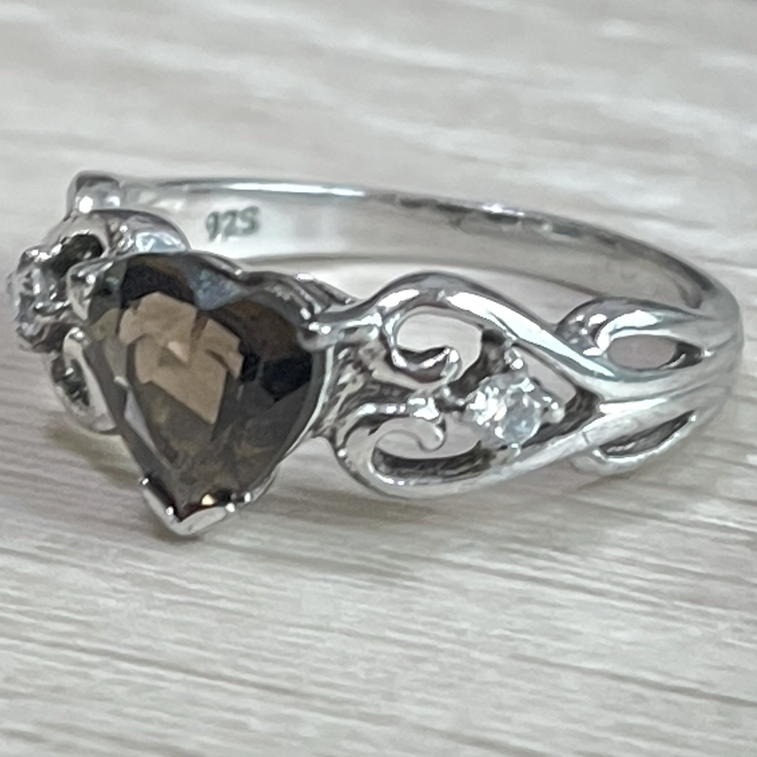 【美品 silver925】 ハート 天然石 リング レディースのアクセサリー(リング(指輪))の商品写真