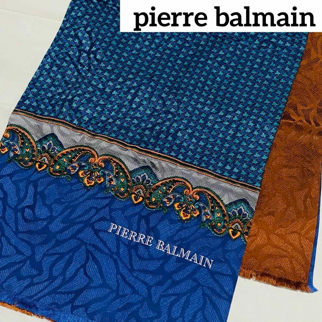 Pierre Balmain(ピエールバルマン)の★pierre balmain★ ストール メンズ ペイズリー シルク ブルー メンズのファッション小物(ストール)の商品写真