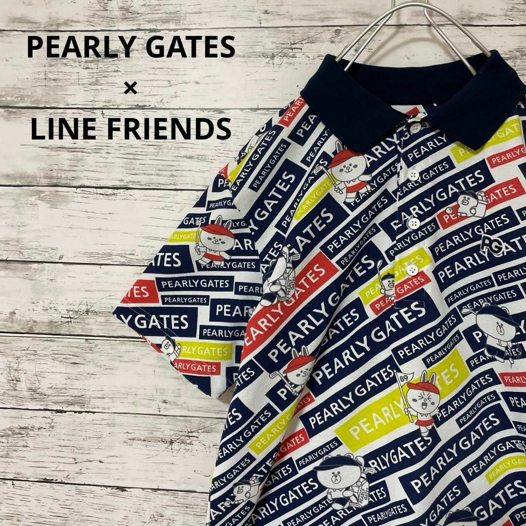 PEARLY GATES(パーリーゲイツ)のPEARLY GATES × LINE FRIENDS ポロシャツ 総柄 激レア メンズのトップス(ポロシャツ)の商品写真