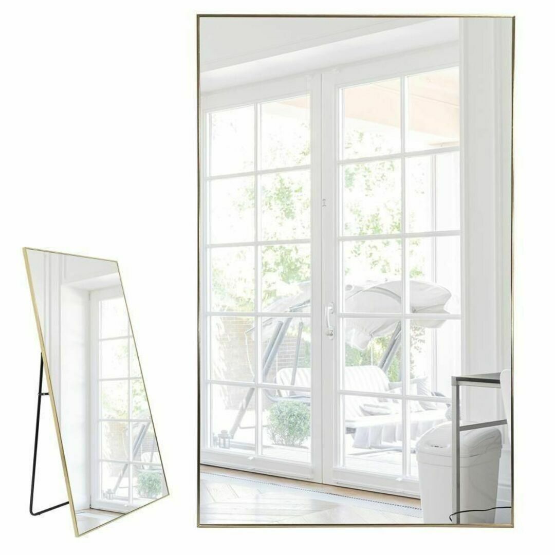 全身鏡 大型 直角 160cmx100cm スタンドミラー ゴールド 全身鏡 大型 直角 160cmx100cm スタンドミラー ゴールド