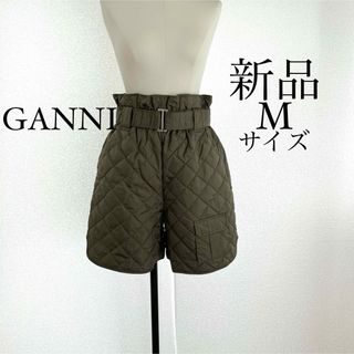 GANNI ガニー　ベルト付き シェルショートパンツ　Mサイズ　カーキ