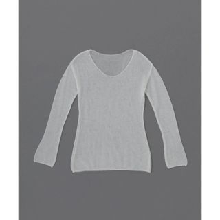 トゥデイフル(TODAYFUL)のyo biotop Sheer mohair V top ホワイト(Tシャツ(長袖/七分))