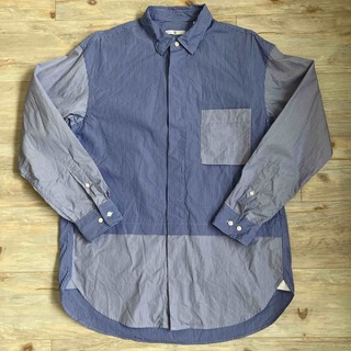 ジルサンダー(Jil Sander)のユニクロUNIQLO×ジルサンダー　＋J 長袖ストライプシャツ　ブルー綿100%(シャツ)