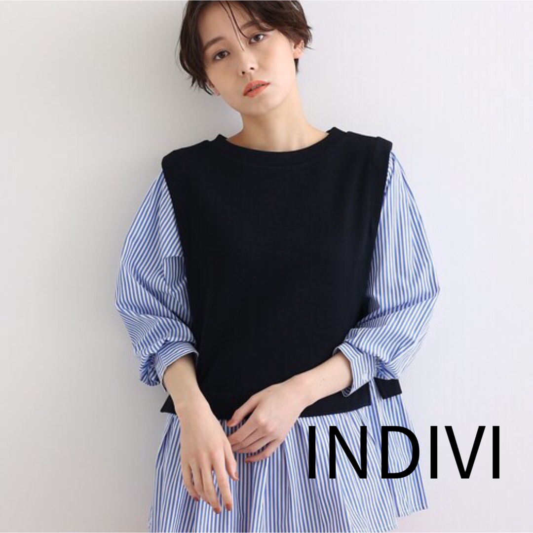 INDIVI(インディヴィ)のINDIVI インディヴィ  ベストレイヤード風コンビカットソー カットソー  レディースのトップス(カットソー(長袖/七分))の商品写真