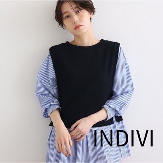 インディヴィ(INDIVI)のINDIVI インディヴィ  ベストレイヤード風コンビカットソー カットソー (カットソー(長袖/七分))