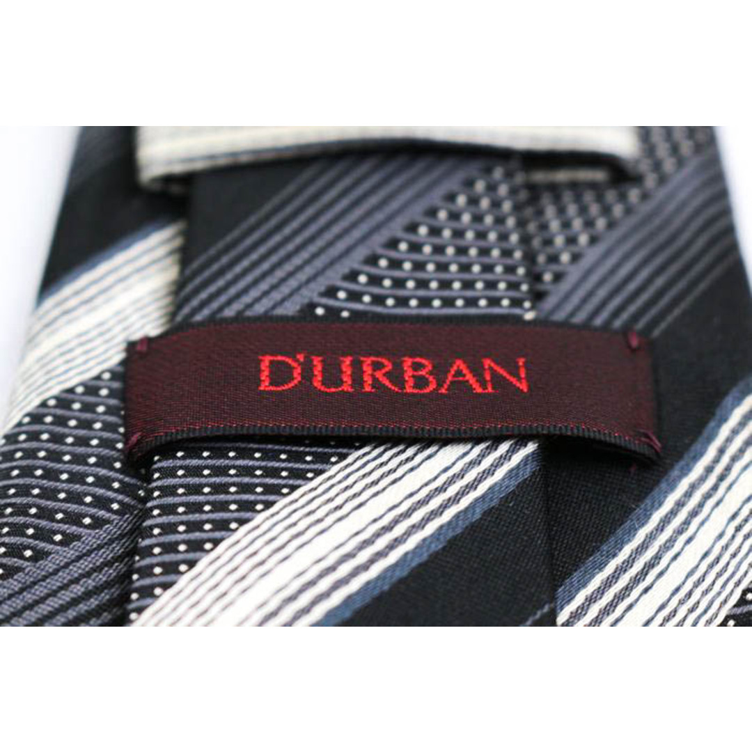 D’URBAN(ダーバン)のダーバン ブランドネクタイ ストライプ柄 ドット シルク 日本製 PO  メンズ ブラック Durban メンズのファッション小物(ネクタイ)の商品写真