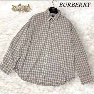 バーバリー(BURBERRY)の美品✨バーバリーロンドン　ノバチェック　長袖シャツ　綿　ホースロゴ　刺繍　LL(シャツ)