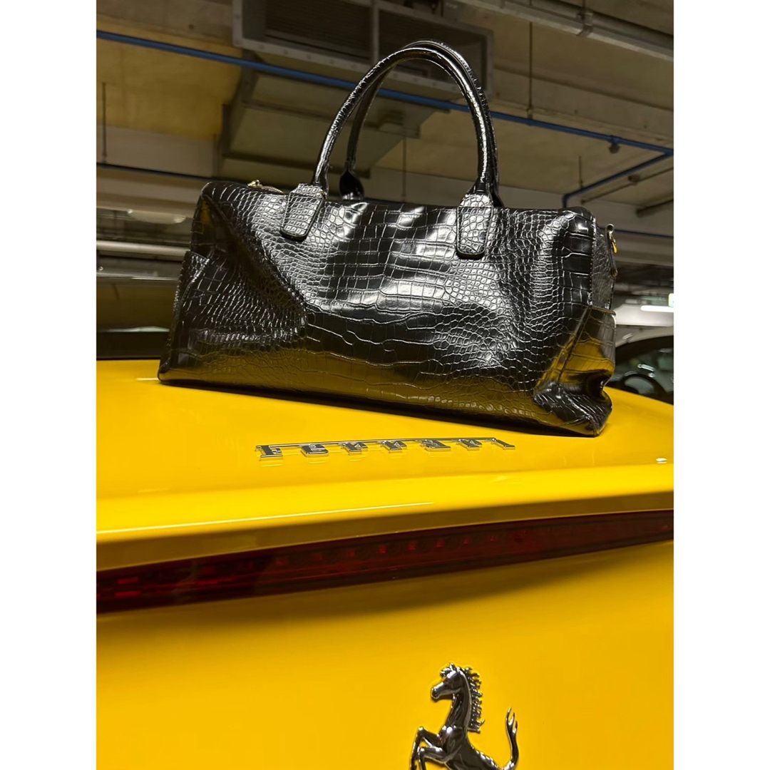 在庫限り✨クロコボストンバック✨ブラック✨レザー✨高見え高品質 在庫限り✨クロコボストンバック✨ブラック✨レザー✨高見え高品質
