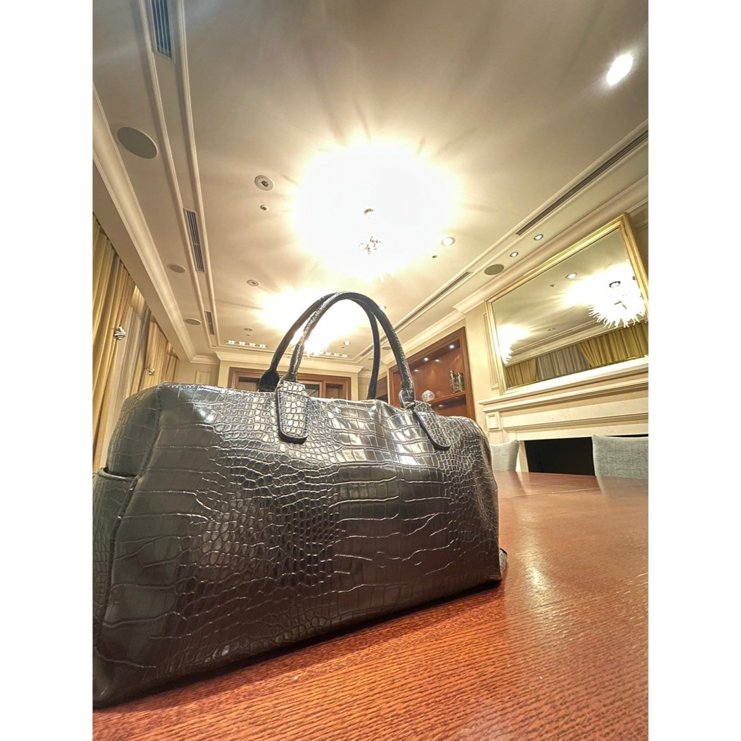 在庫限り✨クロコボストンバック✨ブラック✨レザー✨高見え高品質 在庫限り✨クロコボストンバック✨ブラック✨レザー✨高見え高品質