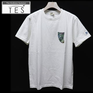 エンドレスサマー(THE ENDLESS SUMMER（TES）)の《TES》新品 ヘビーウェイト天竺コットン アロハ柄フィンポケット Tシャツ S(Tシャツ/カットソー(半袖/袖なし))