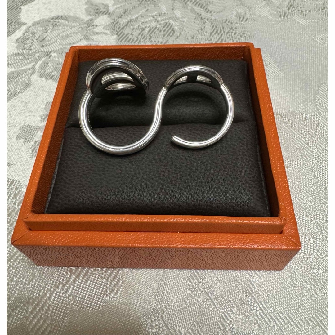 【美品】HERMES/エルメス シェーヌダンクル24 ダブル リング シルバー 【美品】HERMES/エルメス シェーヌダンクル24 ダブル リング シルバー