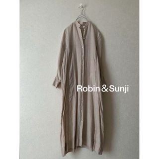 ドゥーズィエムクラス(DEUXIEME CLASSE)のCINOH beige×White linenlong dress ワンピース(ロングワンピース/マキシワンピース)