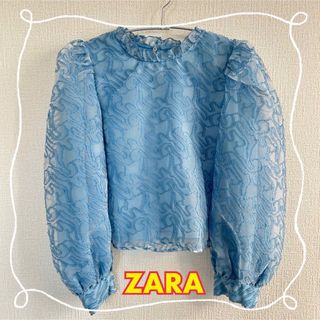 ザラ(ZARA)のザラ トップス ZARA レディース 長袖 ブラウス 春夏 M オシャレ ブルー(シャツ/ブラウス(長袖/七分))