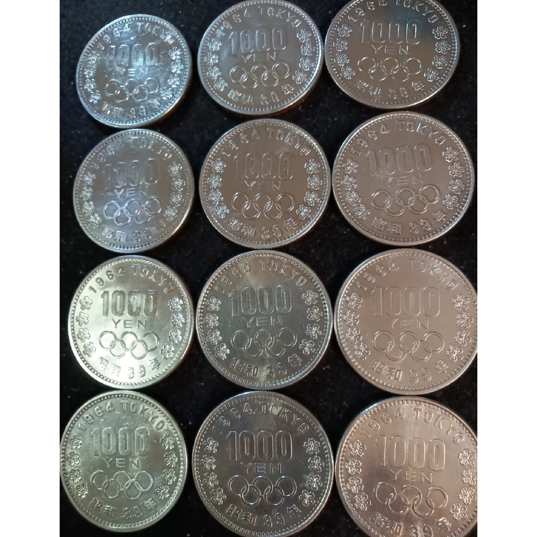 銀貨　東京オリンピック1.000円銀貨　silver925　汚れ少なく綺麗12枚 エンタメ/ホビーの美術品/アンティーク(金属工芸)の商品写真