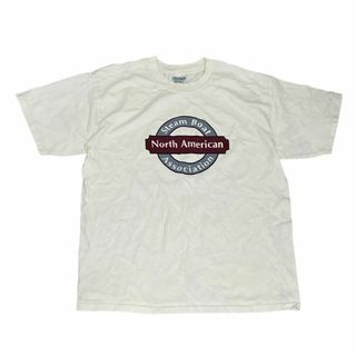 90s GILDAN 半袖Tシャツ 北米 蒸気船協会 白T US古着 c53①