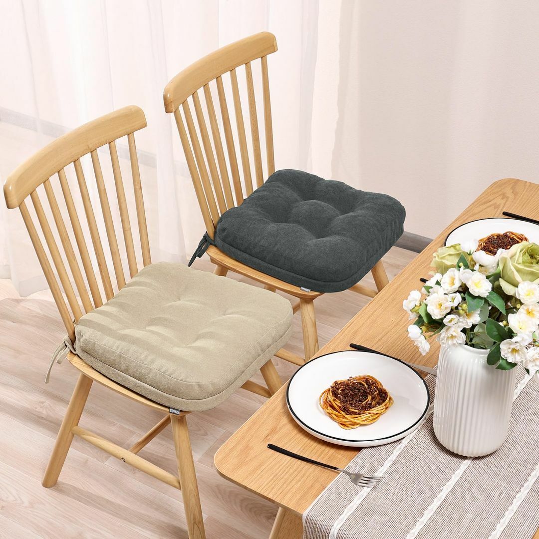 【色:グレー2枚セット】Shinnwa 座布団 クッション 椅子用 厚め7cm  インテリア/住まい/日用品のインテリア小物(クッション)の商品写真