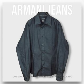 アルマーニジーンズ(ARMANI JEANS)の【アルマーニジーンズ】ARMANI 長袖シャツ ブラック 黒 幾何学模様 XL(シャツ)