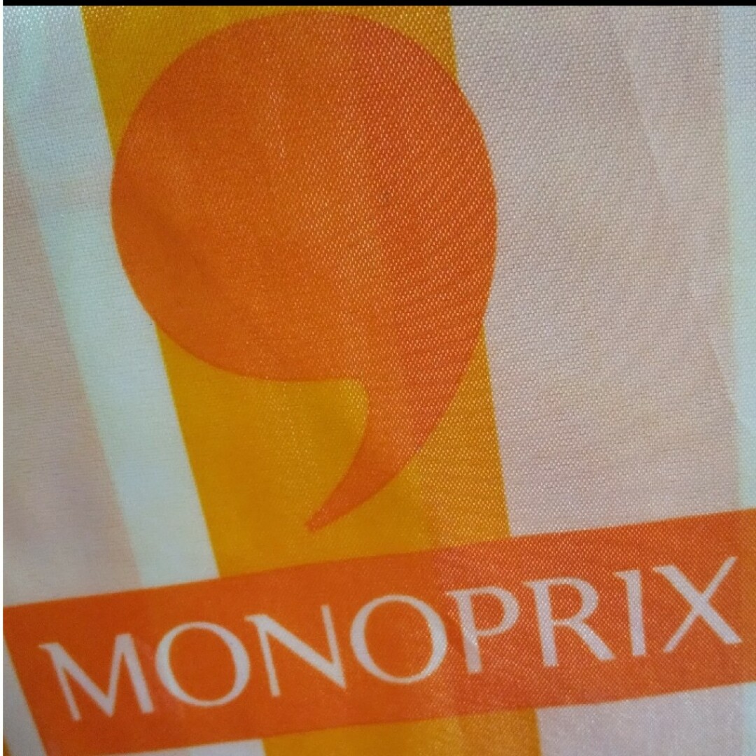 モノプリ　MONOPRIX　エコバッグ　オレンジ　ボーダー レディースのバッグ(エコバッグ)の商品写真