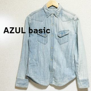 アズールバイマウジー(AZUL by moussy)のAZUL basic アズール　ベーシック　デニム　シャツ　ブルー　水色　羽織り(シャツ/ブラウス(長袖/七分))