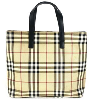 バーバリー(BURBERRY)のバーバリー BURBERRY チェック カバン トートバッグ ハンドバッグ PVC/レザー ベージュ(ハンドバッグ)